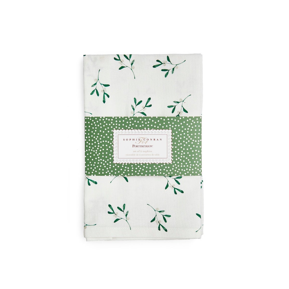 Sophie Conran for Portmeirion Mistletoe Napkins - Set of 2 43cm x 43cm Banded Set
