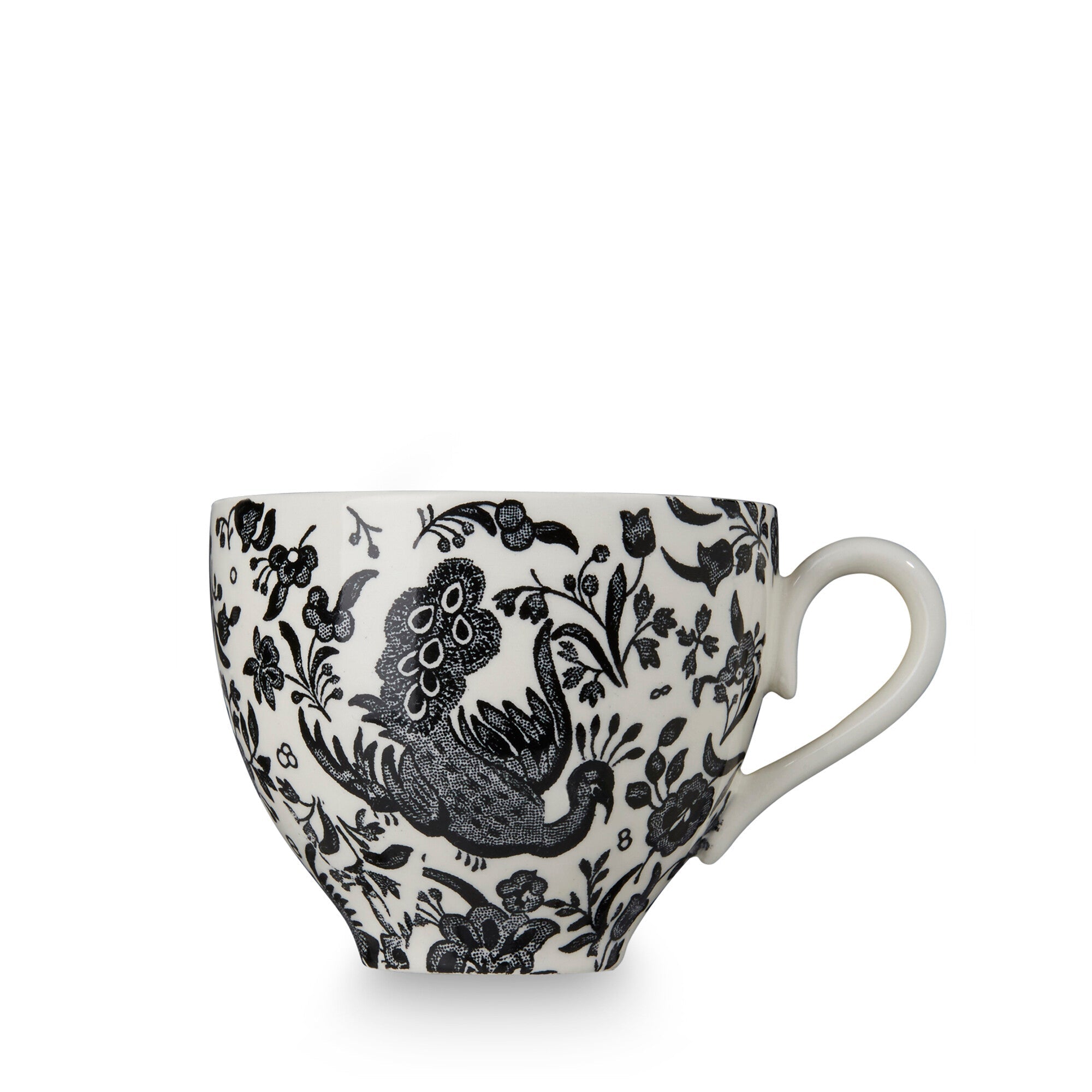 Burleigh Black Regal Peacock Tea Cup 187ml