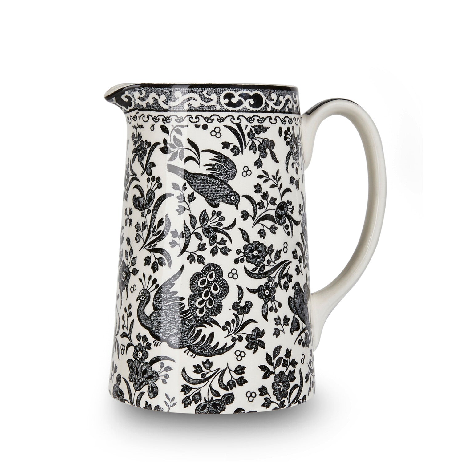 Burleigh Black Regal Peacock Tankard Jug Medium 568ml/1pt