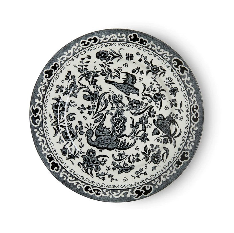 Burleigh Black Regal Peacock Plate 17.5cm/7"
