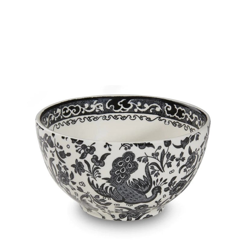 Burleigh Black Regal Peacock Sugar Bowl Small 9.5cm