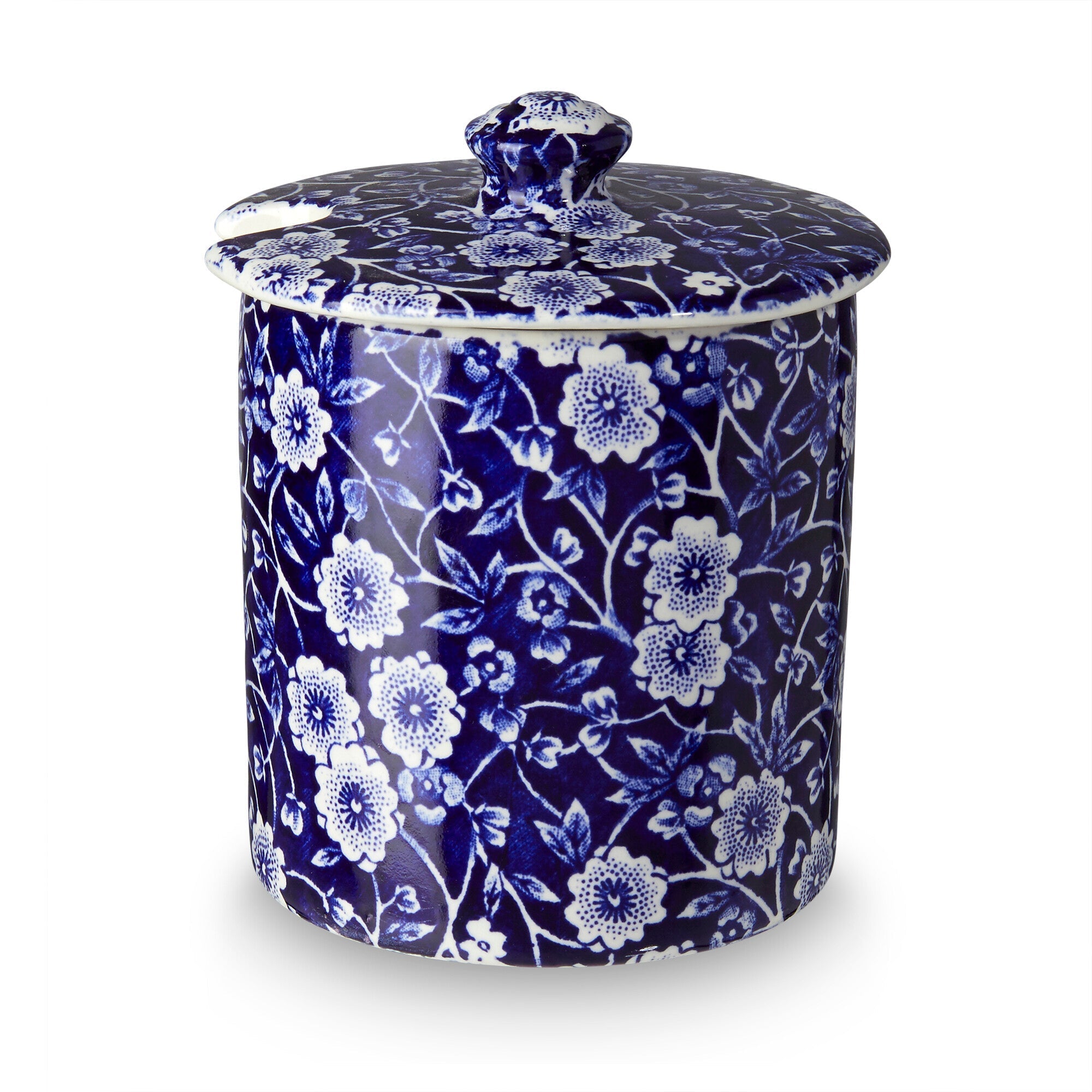Burleigh Blue Calico Jam Pot/Covered Sugar 250g