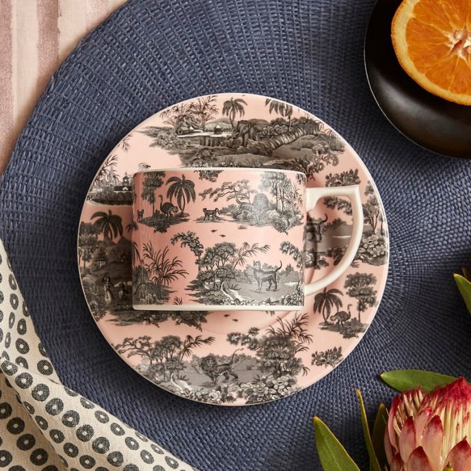 Zoological Gardens Teacup & Saucer, Pink