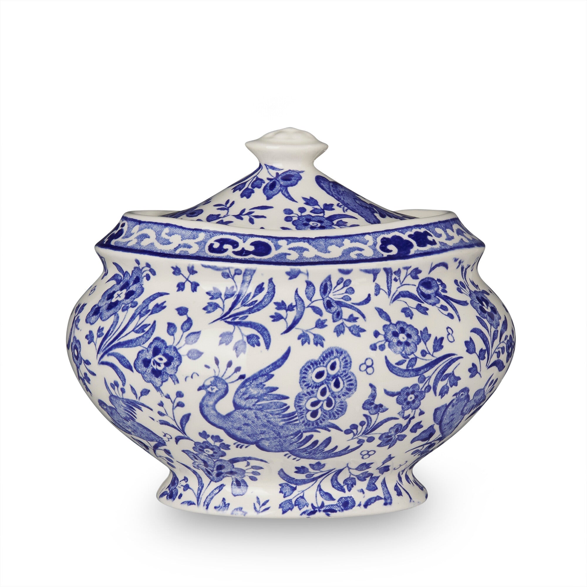 Burleigh Blue Regal Peacock Jam Pot/Covered Sugar 480g