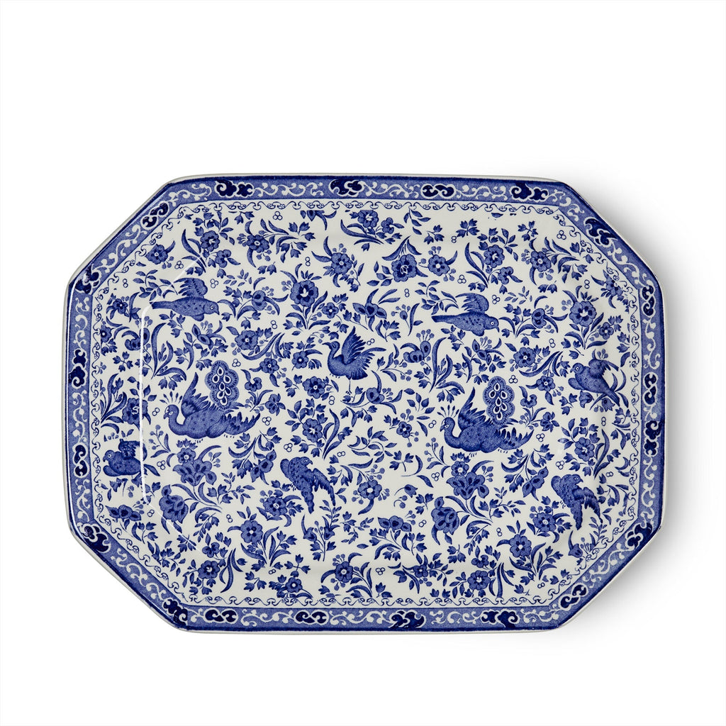 Burleigh Blue Regal Peacock Rectangular Platter 34cm