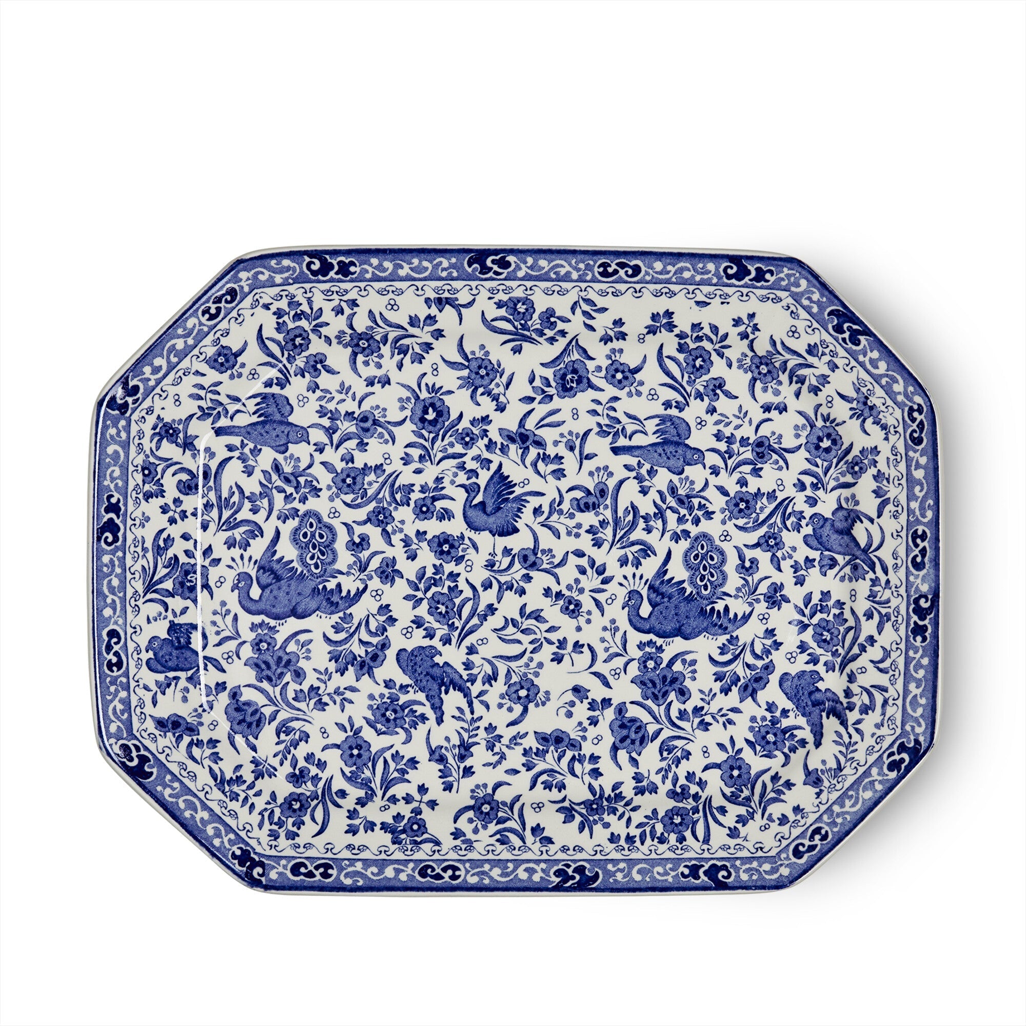 Burleigh Blue Regal Peacock Rectangular Platter 34cm