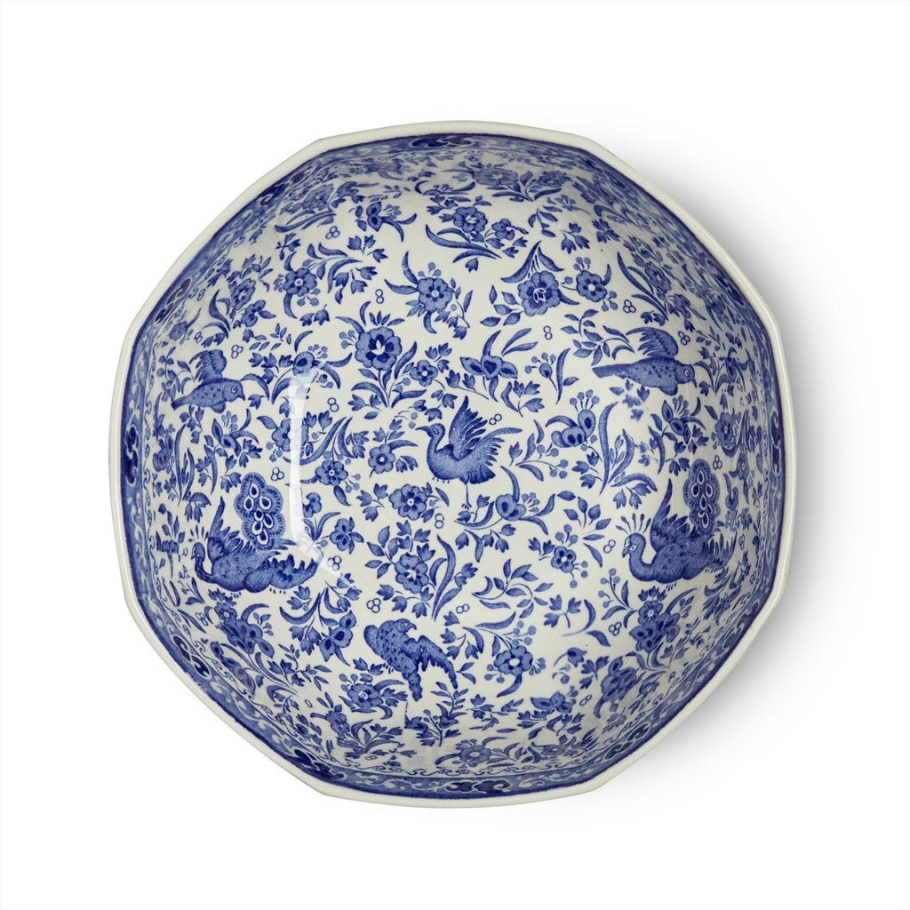Burleigh Blue Regal Peacock Octagonal Bowl Medium 20.5cm