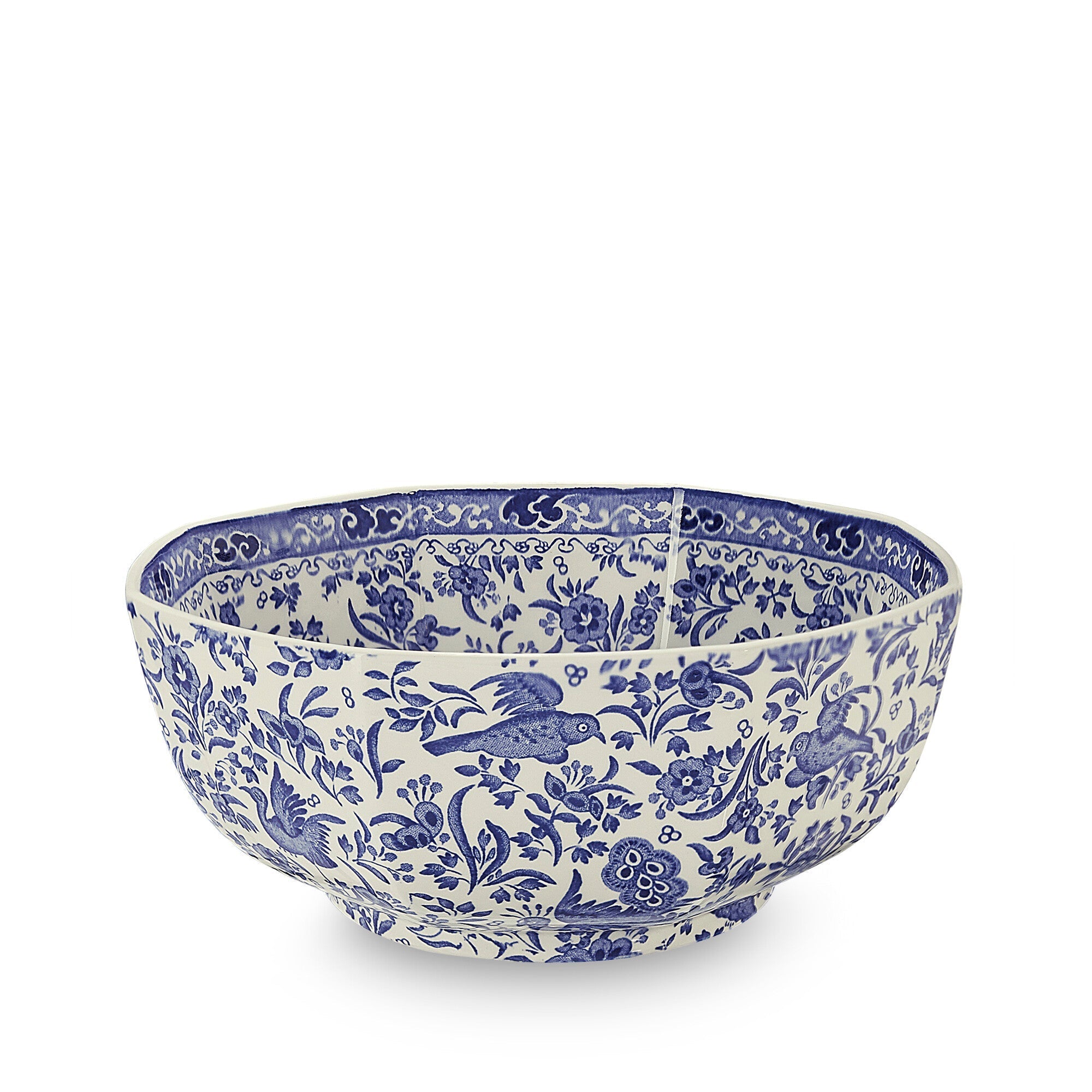 Burleigh Blue Regal Peacock Octagonal Bowl Medium 20.5cm