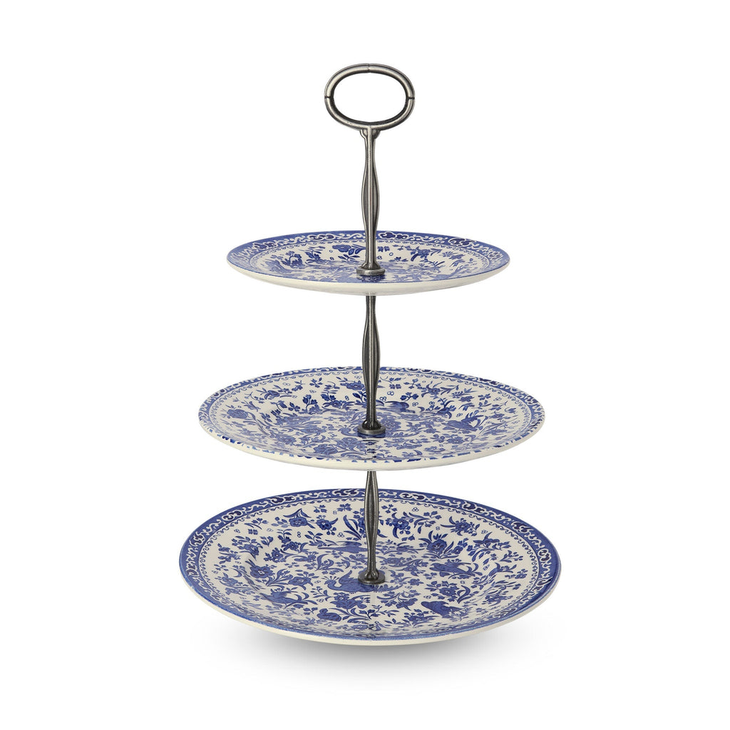 Burleigh Blue Regal Peacock 3 Tier Cake Stand Gift Boxed (17.5cm, 22cm, 25cm)