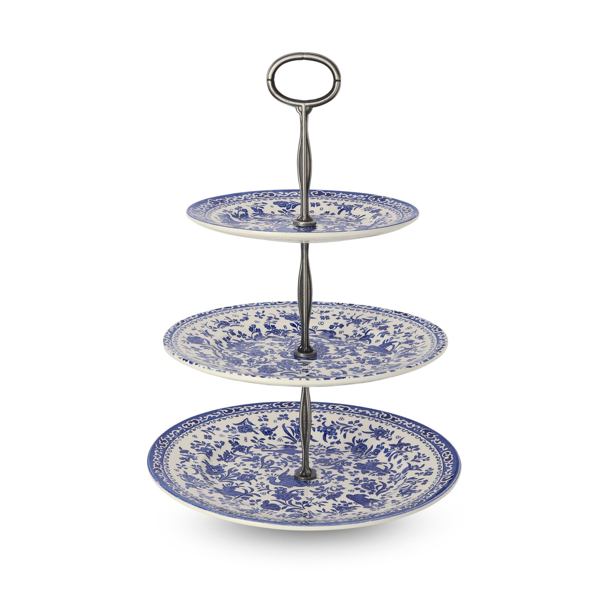 Burleigh Blue Regal Peacock 3 Tier Cake Stand Gift Boxed (17.5cm, 22cm, 25cm)