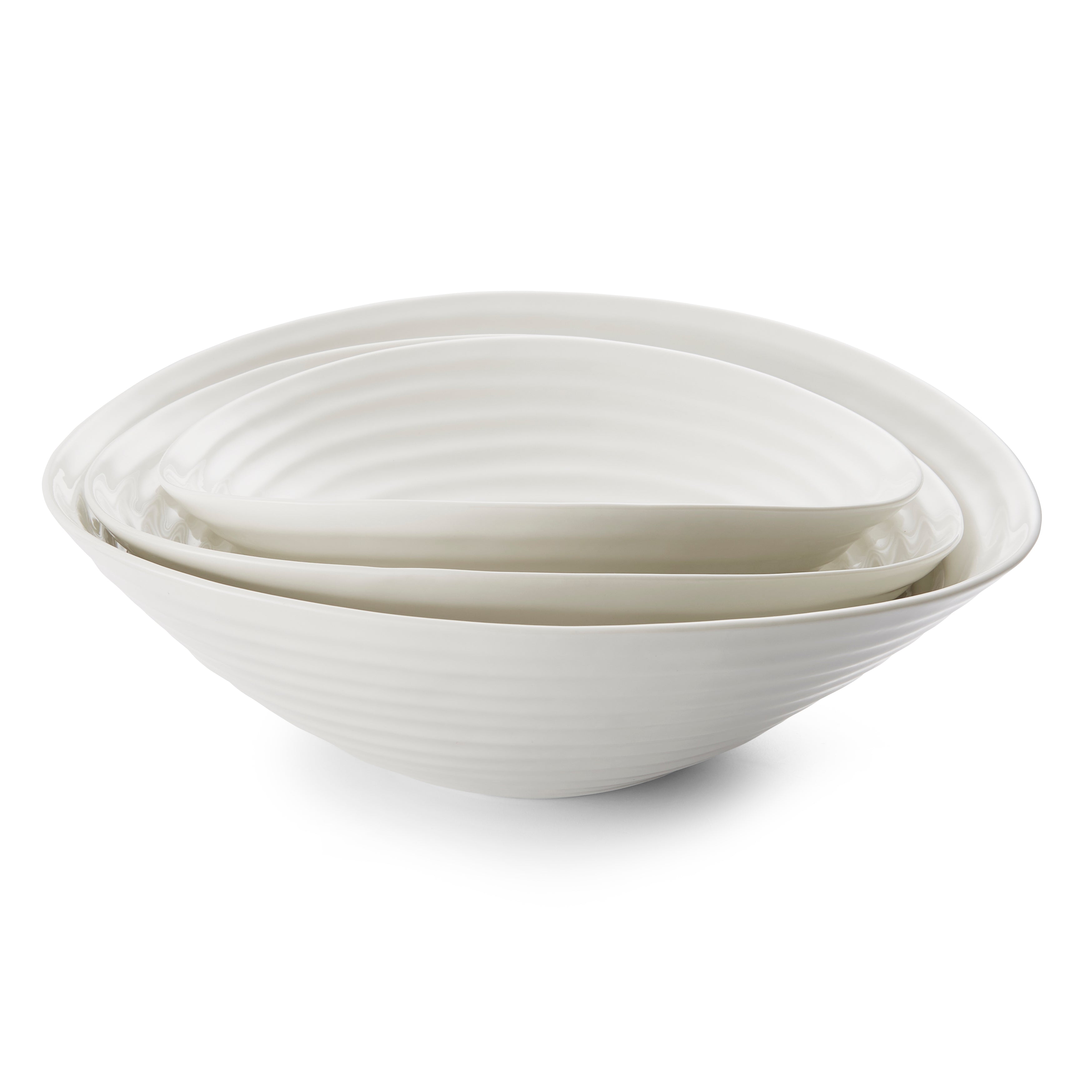 Sophie Conran for Portmeirion Salad Bowls - Set of 3 (lge,med,sml) Large 33cm/13", Medium 28.5cm/11.25", Small 24cm.9.5" Boxed Set