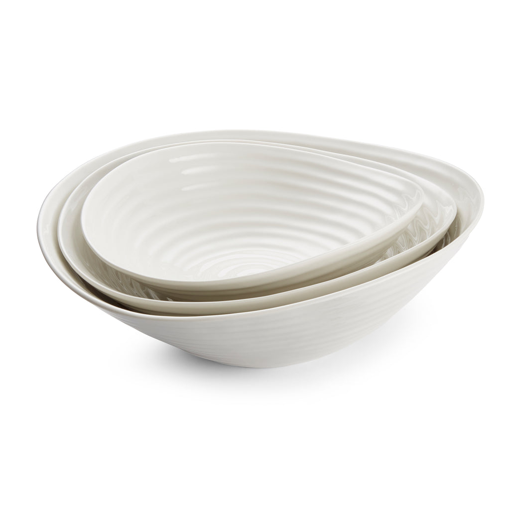 Sophie Conran for Portmeirion Salad Bowls - Set of 3 (lge,med,sml) Large 33cm/13", Medium 28.5cm/11.25", Small 24cm.9.5" Boxed Set