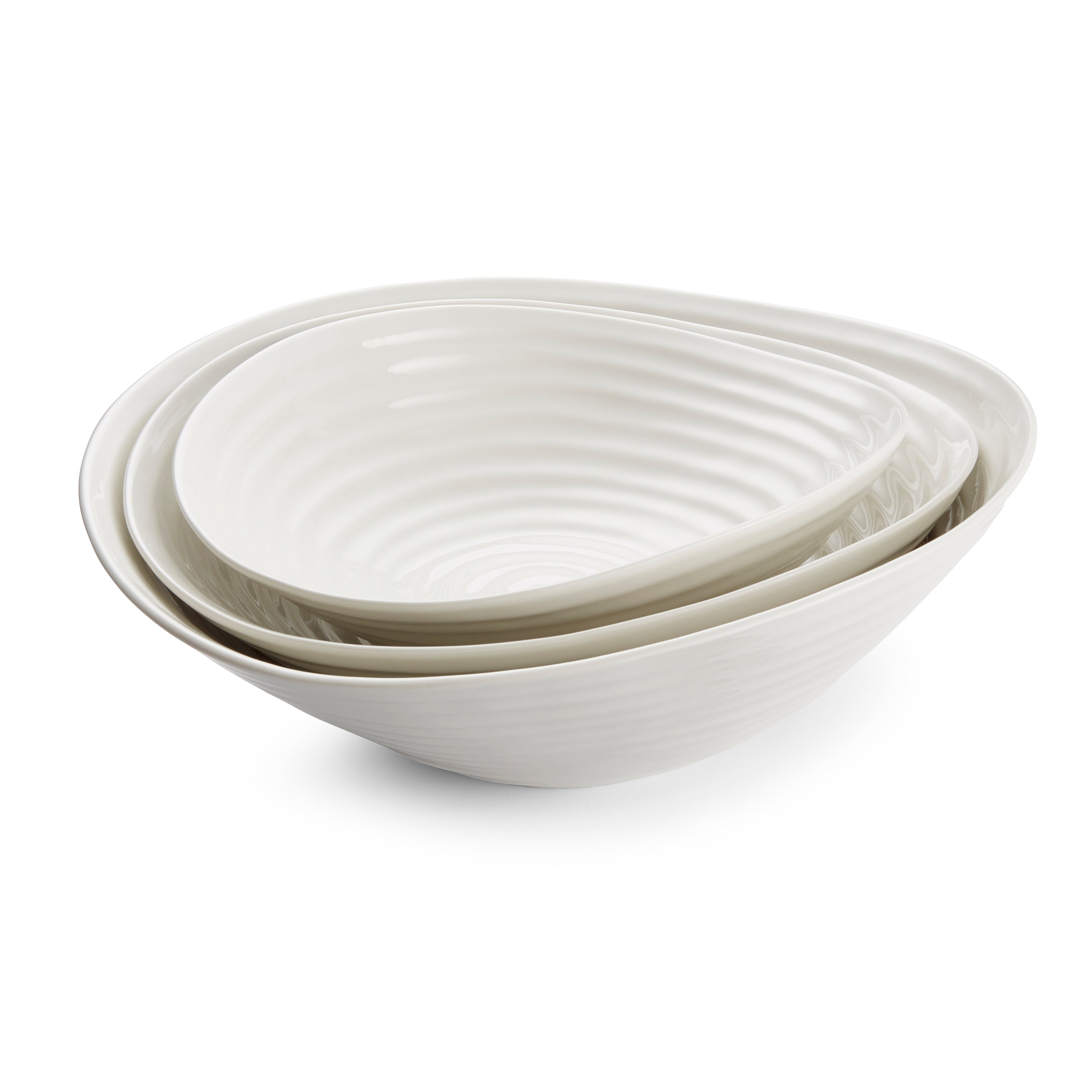 Sophie Conran for Portmeirion Salad Bowls - Set of 3 (lge,med,sml) Large 33cm/13", Medium 28.5cm/11.25", Small 24cm.9.5" Boxed Set