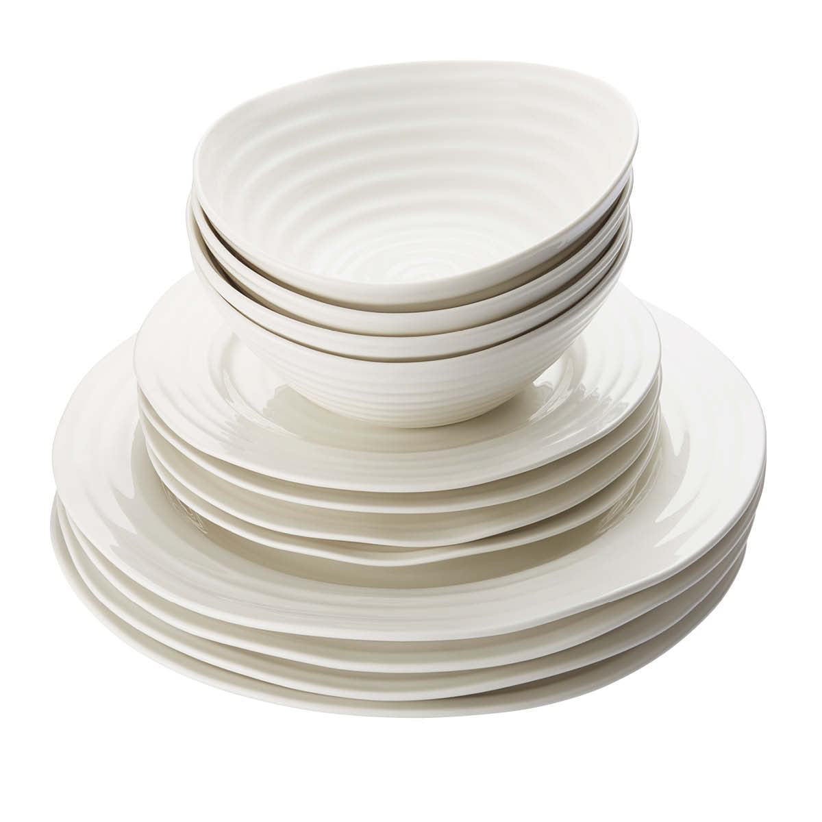 Sophie Conran for Portmeirion  White 12 Piece Set 4 x 28cm/11" Plate, 4 x 20cm/8" Plate, 4 x 19cm/7.5" Bowl Boxed Set