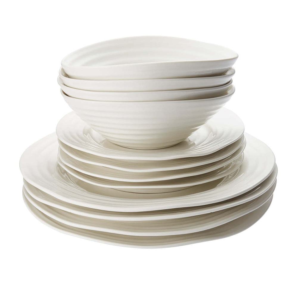 Sophie Conran for Portmeirion  White 12 Piece Set 4 x 28cm/11" Plate, 4 x 20cm/8" Plate, 4 x 19cm/7.5" Bowl Boxed Set