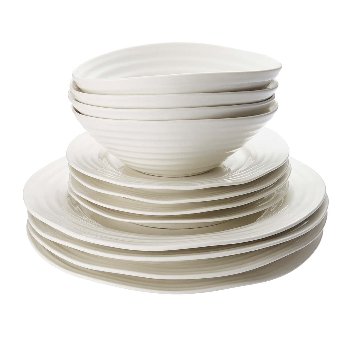 Sophie Conran for Portmeirion  White 12 Piece Set 4 x 28cm/11" Plate, 4 x 20cm/8" Plate, 4 x 19cm/7.5" Bowl Boxed Set