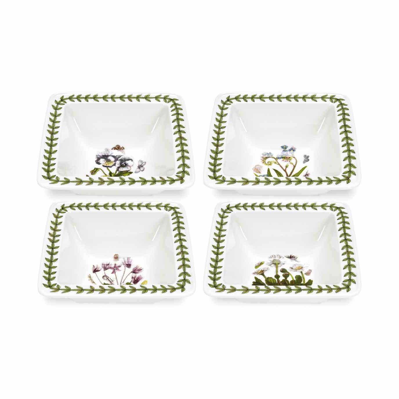 Botanic Garden Square Mini Bowls 4" Set of 4