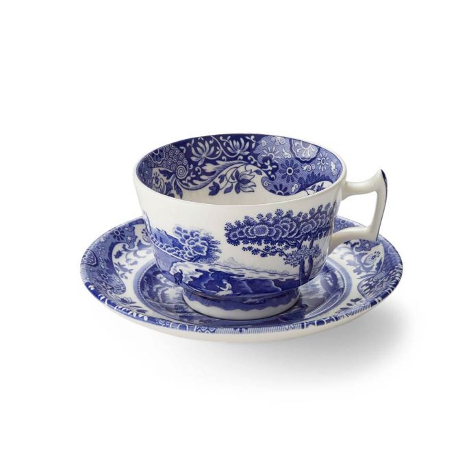 Blue Italian Set of 4 Teacups & Saucers 200ml