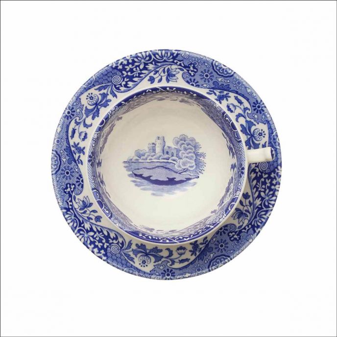 Blue Italian Set of 4 Teacups & Saucers 200ml