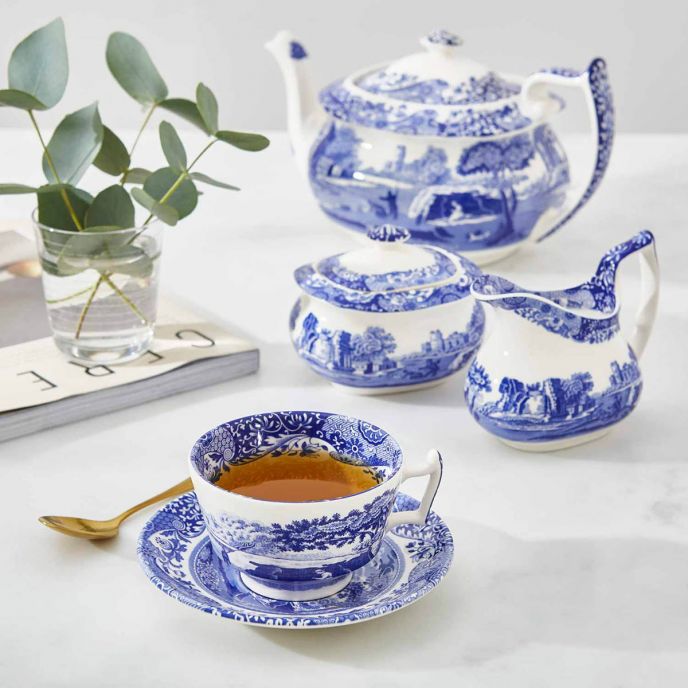 Spode Blue Italian Teacup & Saucer