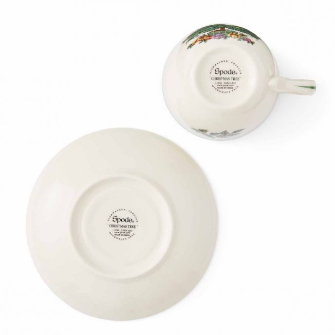 Christmas Tree Set of 4 Teacups & Saucers