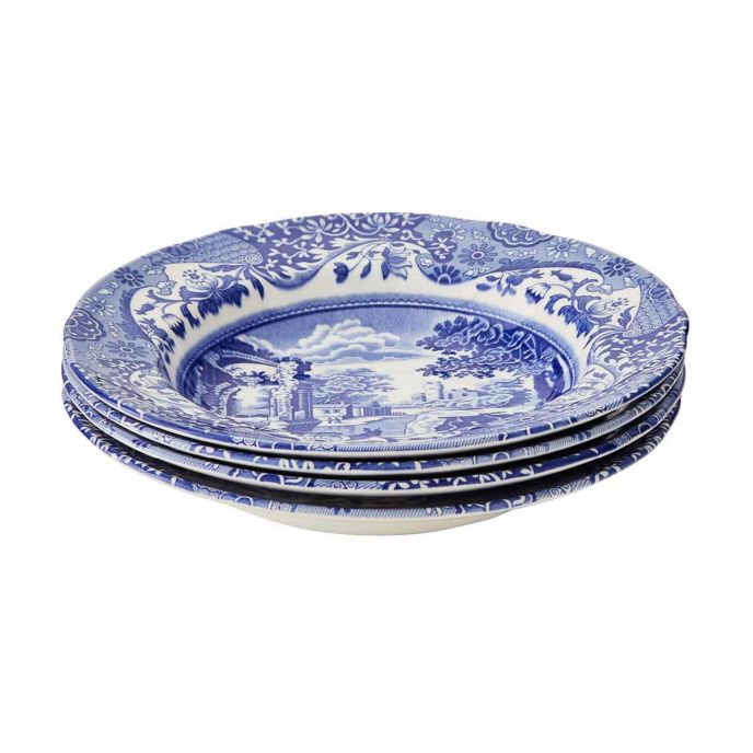 Blue Italian  Set Of 4 Soup Plates 23cm