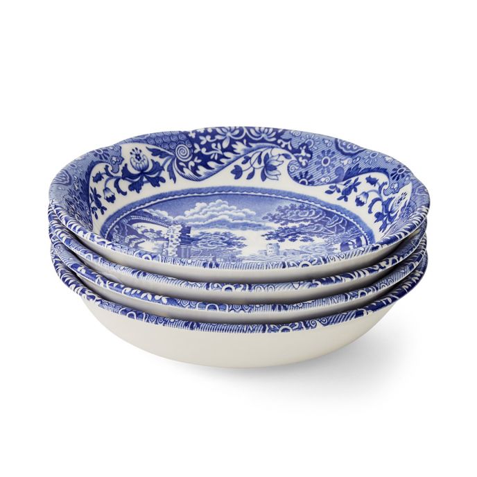 Blue Italian Set of 4 Small Cereal Bowls 16cm