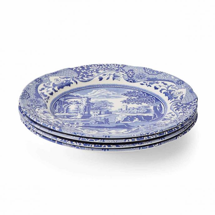 Blue Italian Set of 4 Small Dinner Plates 23cm