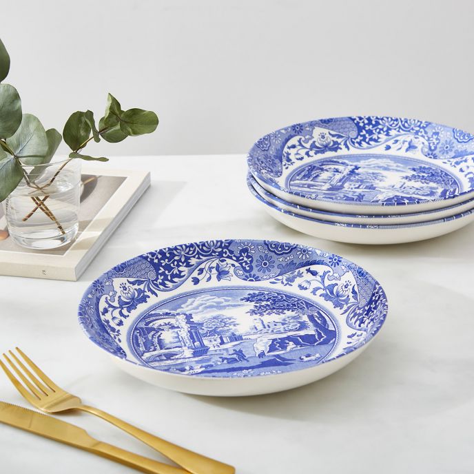 Blue Italian  Set Of 4 Pasta Bowl 23cm