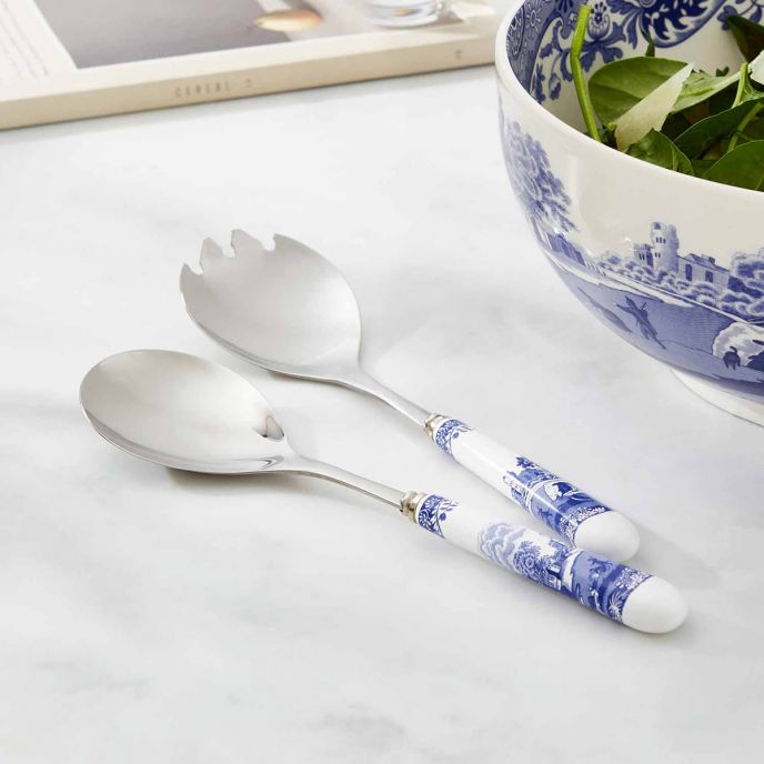 Spode Blue Italian Pair of Salad Servers