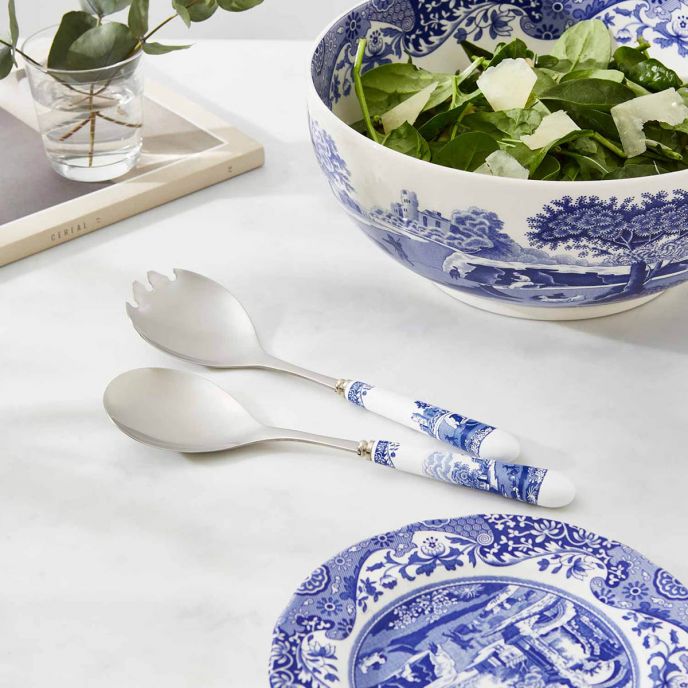 Spode Blue Italian Pair of Salad Servers