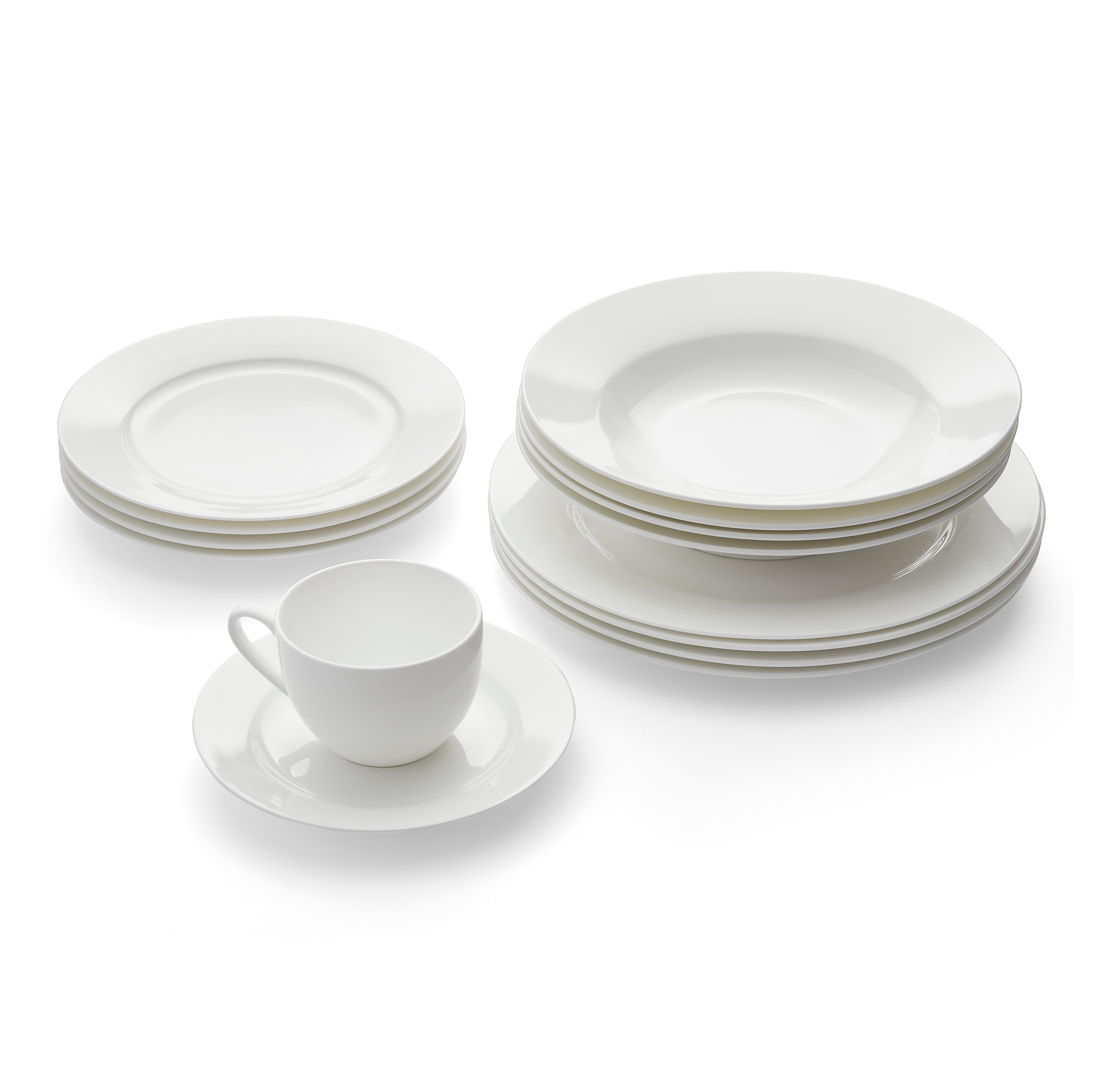 Royal Worcester Serendipity 20 Piece Set 4 x 27cm/10.5" Plate, 4 x 20cm/8" Plate, 4 x 23.5cm/9.25" Soup Plate, 4 x Teacup & Saucer Boxed Set