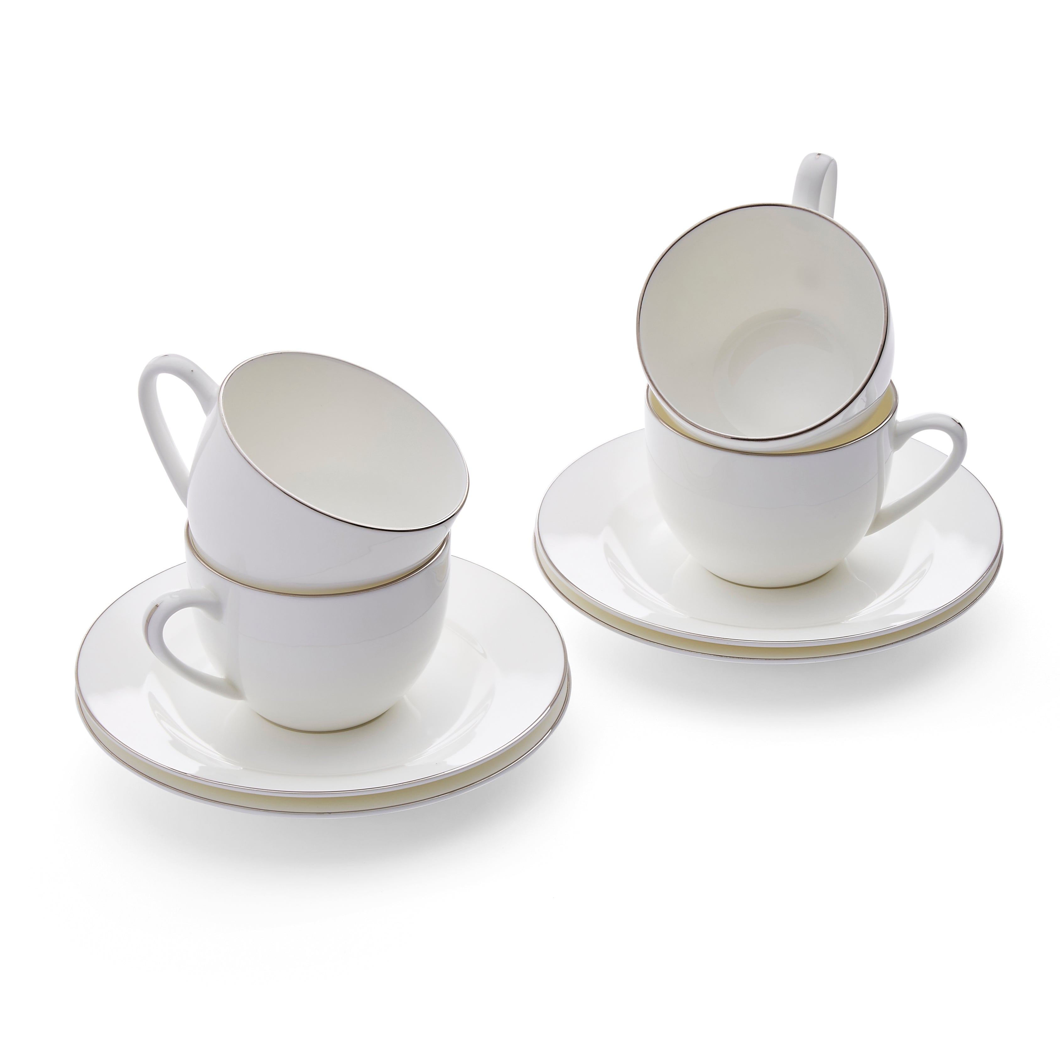 Serendipity Platinum Teacup & Saucer 0.22L Set of 4