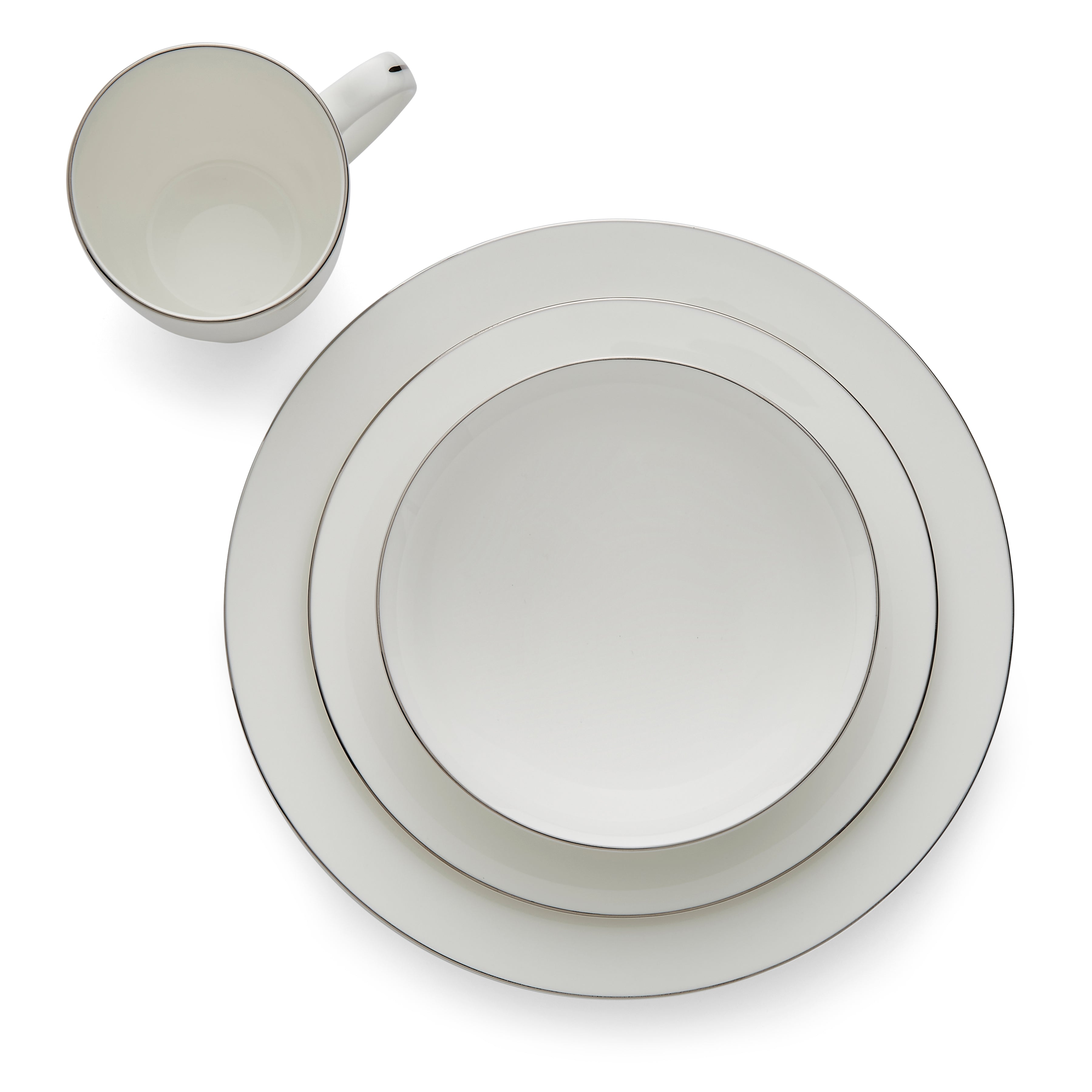 Serendipity Platinum 16 Piece Set 4 x 27cm/10.5" Plate, 4 x 20cm/8" Plate, 4 x 16cm/6.25" Bowl, 4 x 0.35L/12fl.oz. Mug Boxed Set