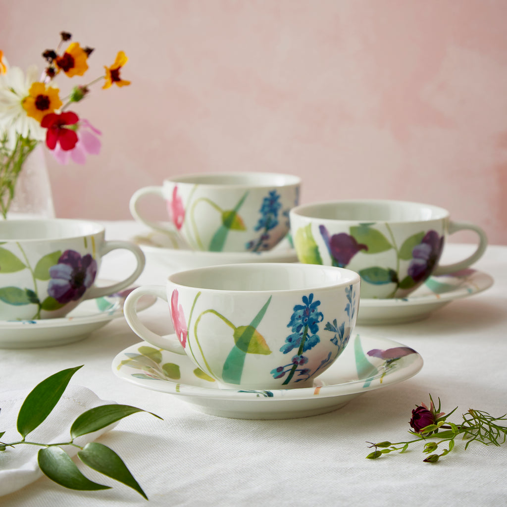 Water Garden (Pre-Order Range) Breakfast Cup & Scr - Set of 4 Cup: 0.3L 
Saucer: 17cm Set of 4