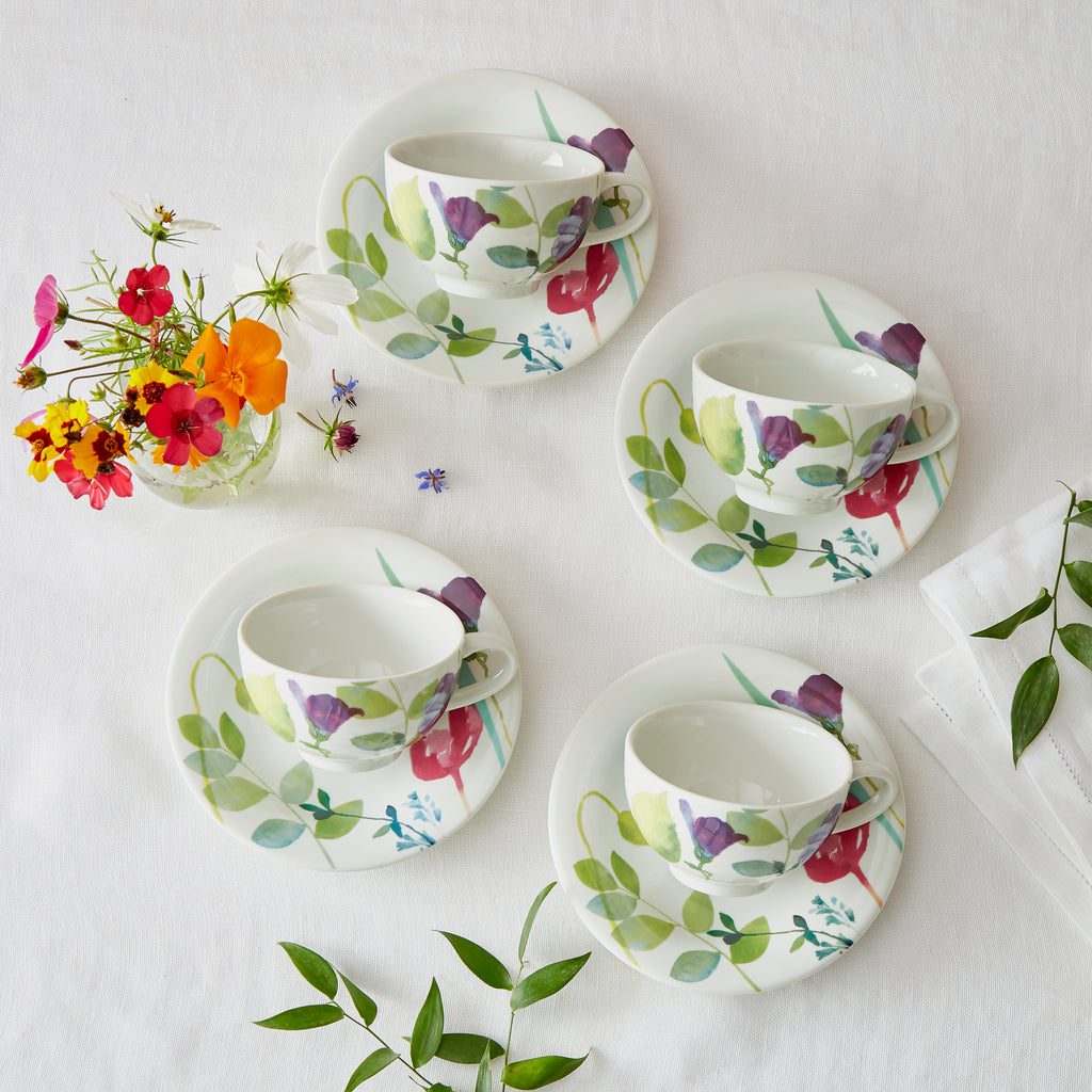 Water Garden (Pre-Order Range) Breakfast Cup & Scr - Set of 4 Cup: 0.3L 
Saucer: 17cm Set of 4