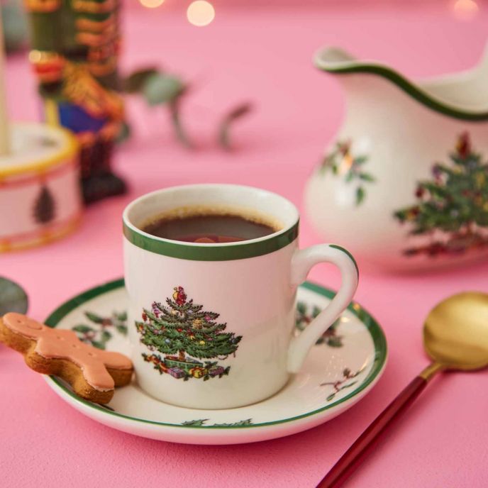 Christmas Tree Set of 4 Espresso Cup & Saucer