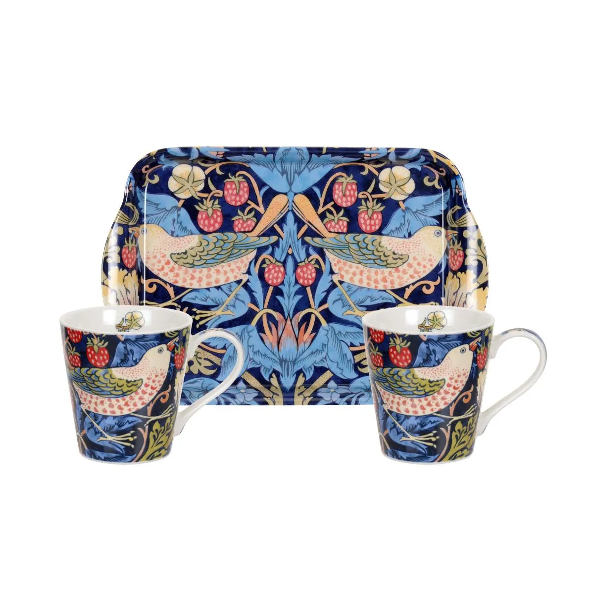 Morris & Co. Strawberry Thief Mug & Tray,Blue