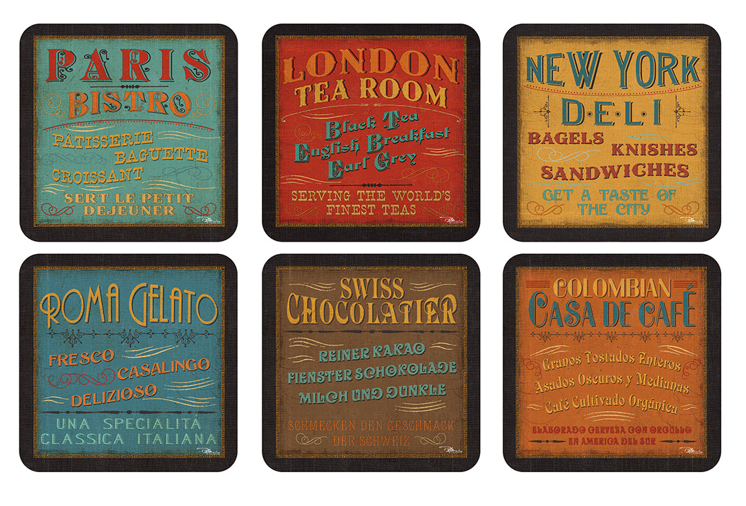 Pimpernel Lunchtime Coasters - Set of 6 10.5 x 10.5cm Boxed Set