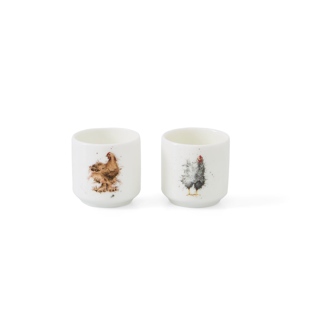 Wrendale Designs Egg Cups - Set of 2 (Chickens) 5cm h. Boxed Set