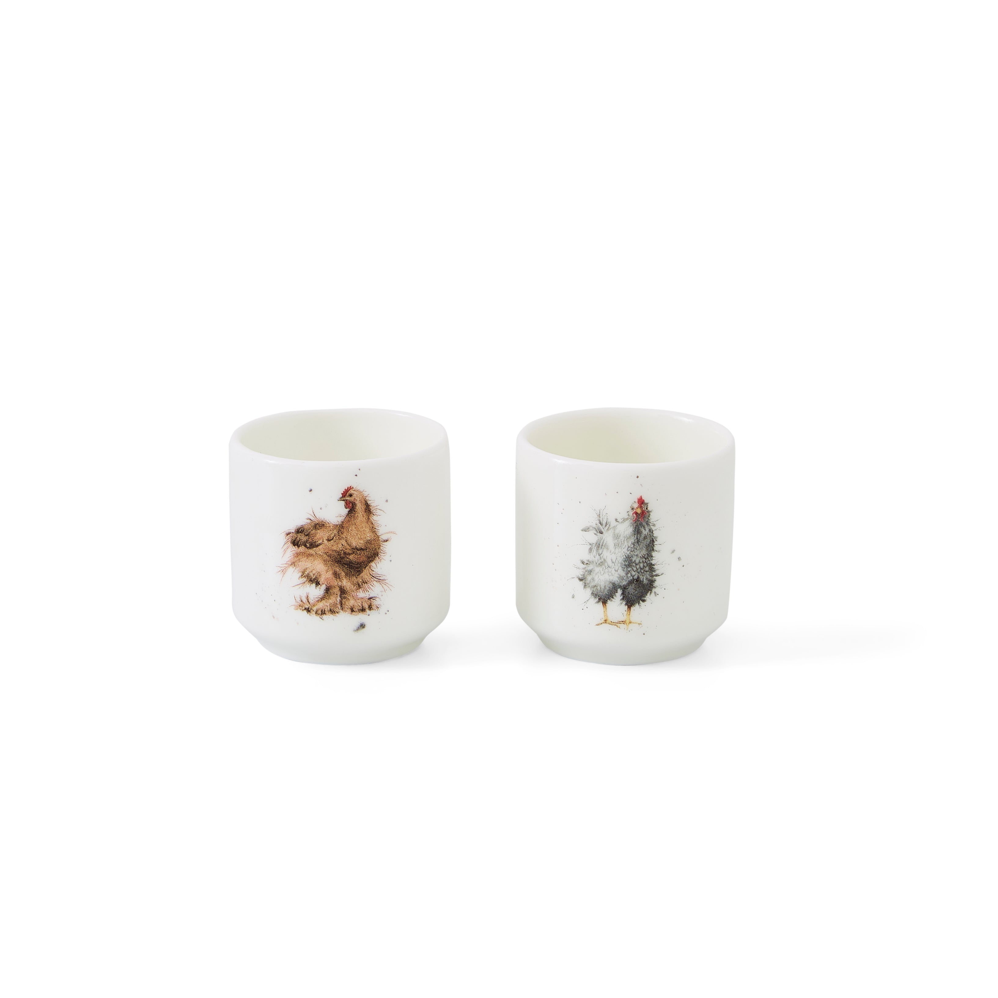 Wrendale Designs Egg Cups - Set of 2 (Chickens) 5cm h. Boxed Set