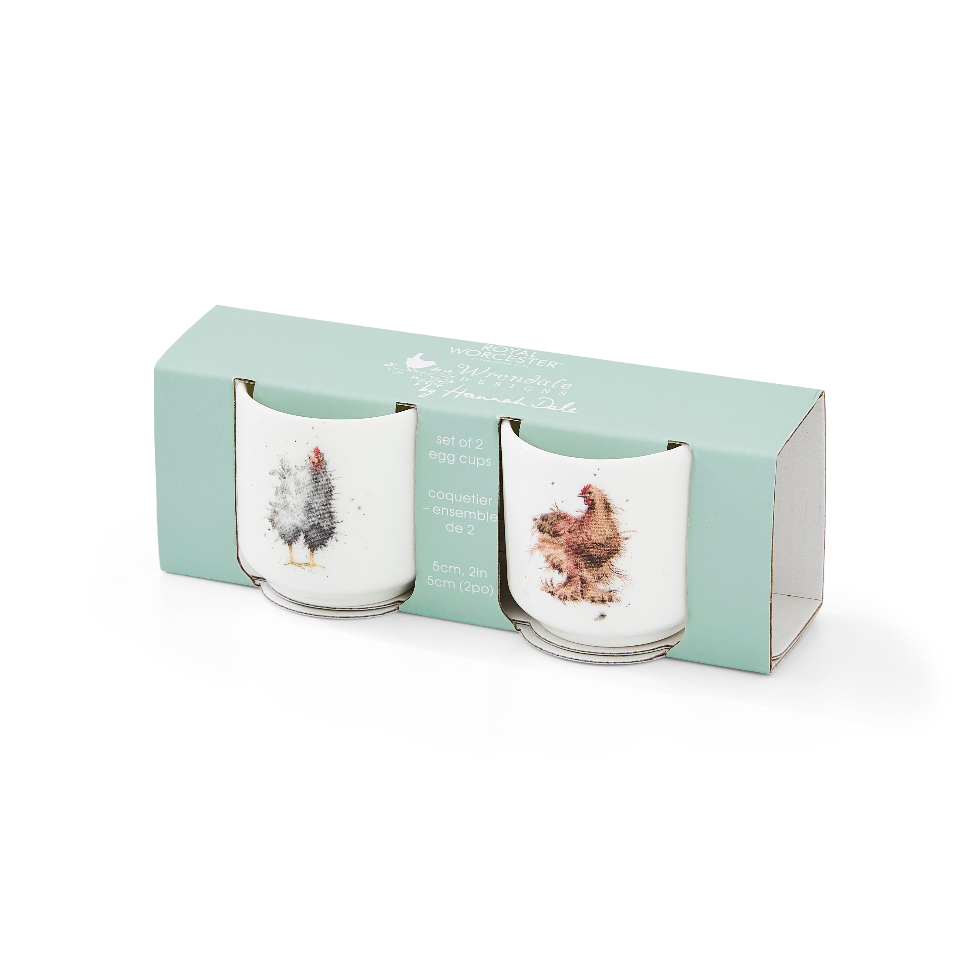 Wrendale Designs Egg Cups - Set of 2 (Chickens) 5cm h. Boxed Set