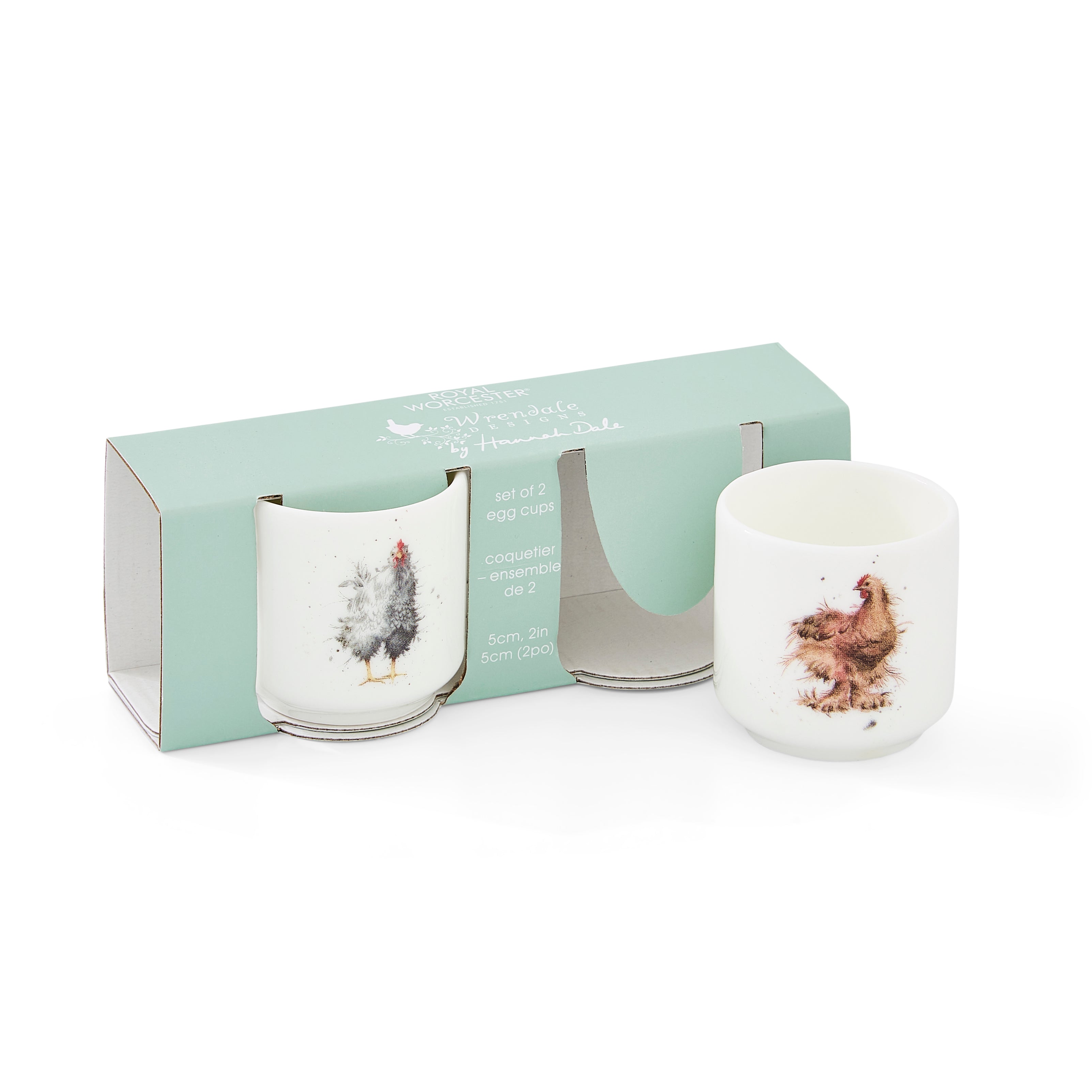 Wrendale Designs Egg Cups - Set of 2 (Chickens) 5cm h. Boxed Set