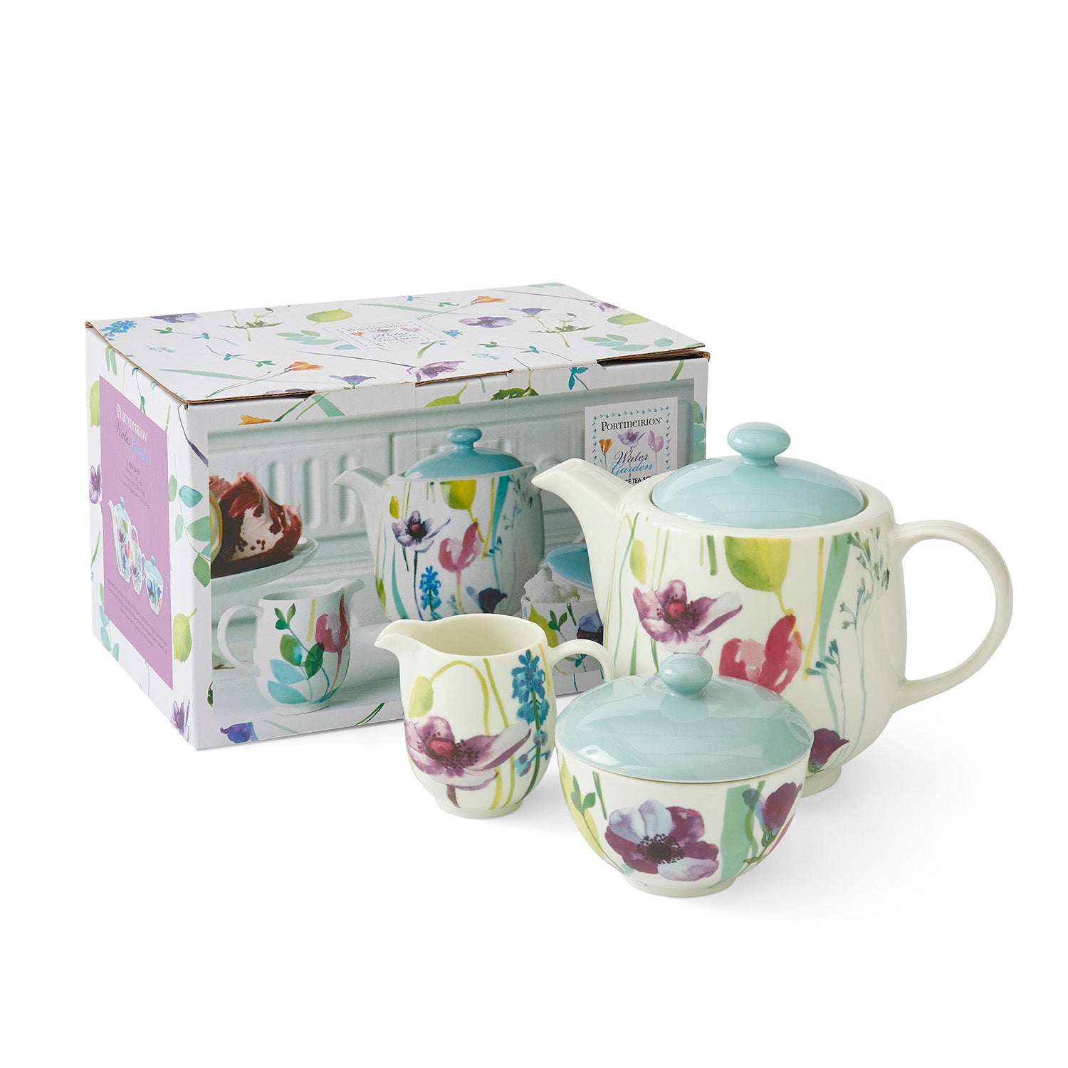Water Garden (Pre-Order Range) 3 Piece Tea Set Teapot 1.35L / Cream 0.23L / Sugar 0.3L Boxed Set