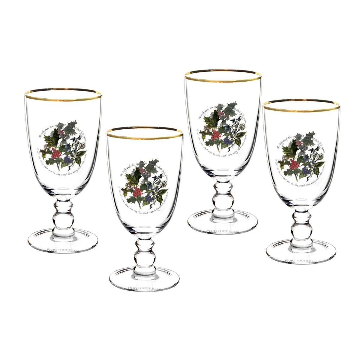 The Holly and the Ivy Set of 4 Goblets