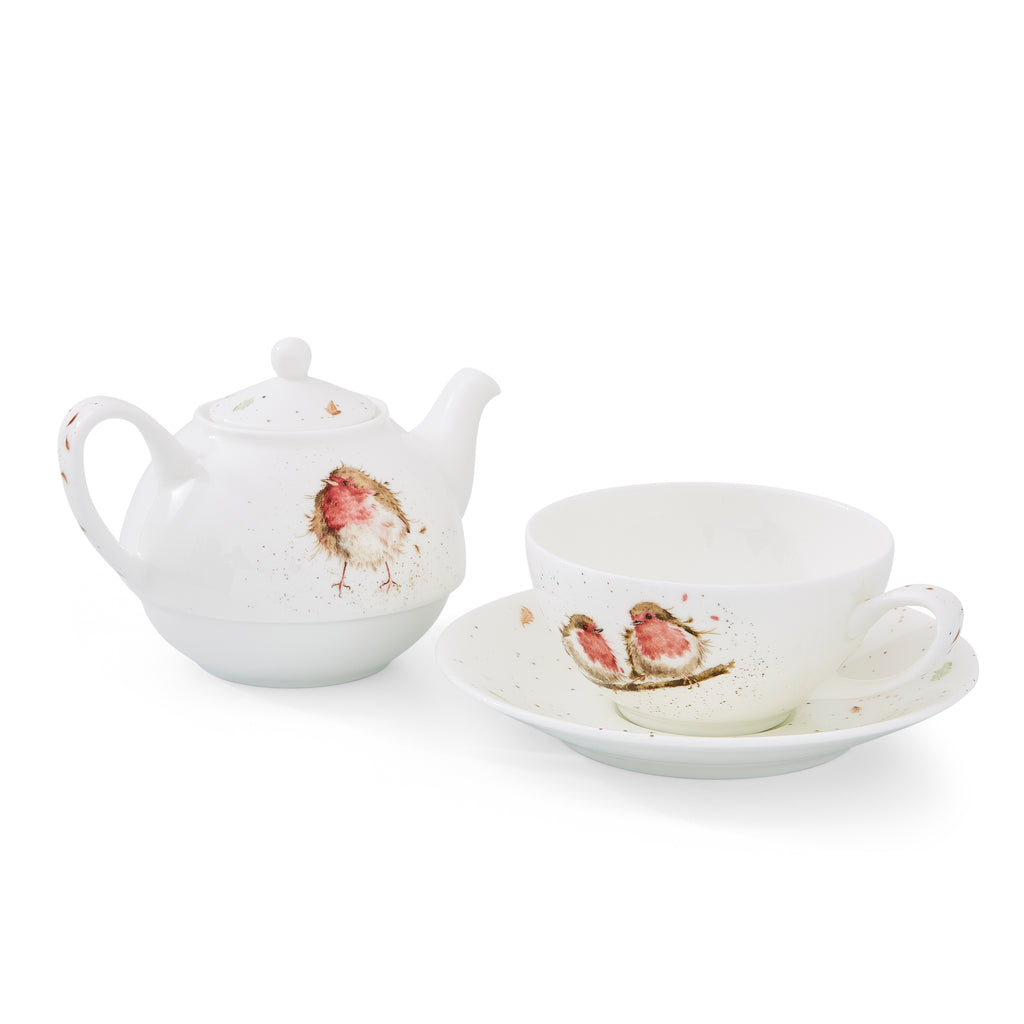 Wrendale Designs Tea For One with Saucer (Robins) 0.30L Boxed Set