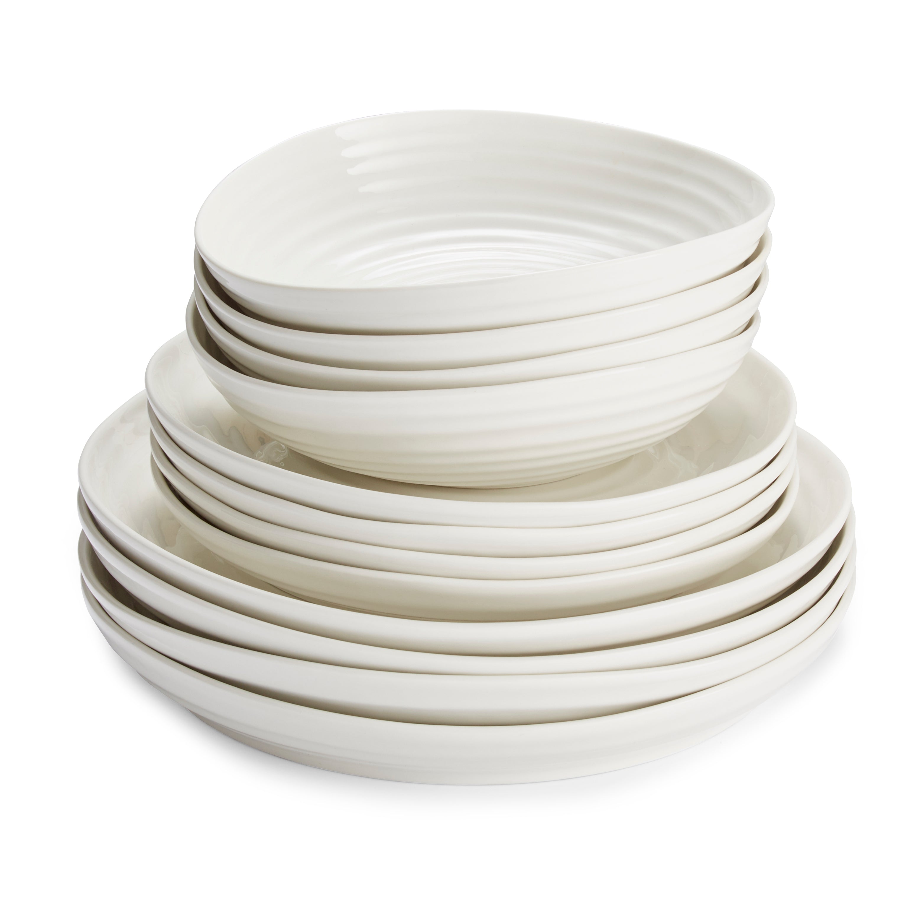 Sophie Conran for Portmeirion 12 Piece Coupe Set 4 x 27cm/10.5" Coupe Plate, 4 x 22cm/8.5" Coupe Plate, 4 x 20cm/8" Bowl Boxed Set