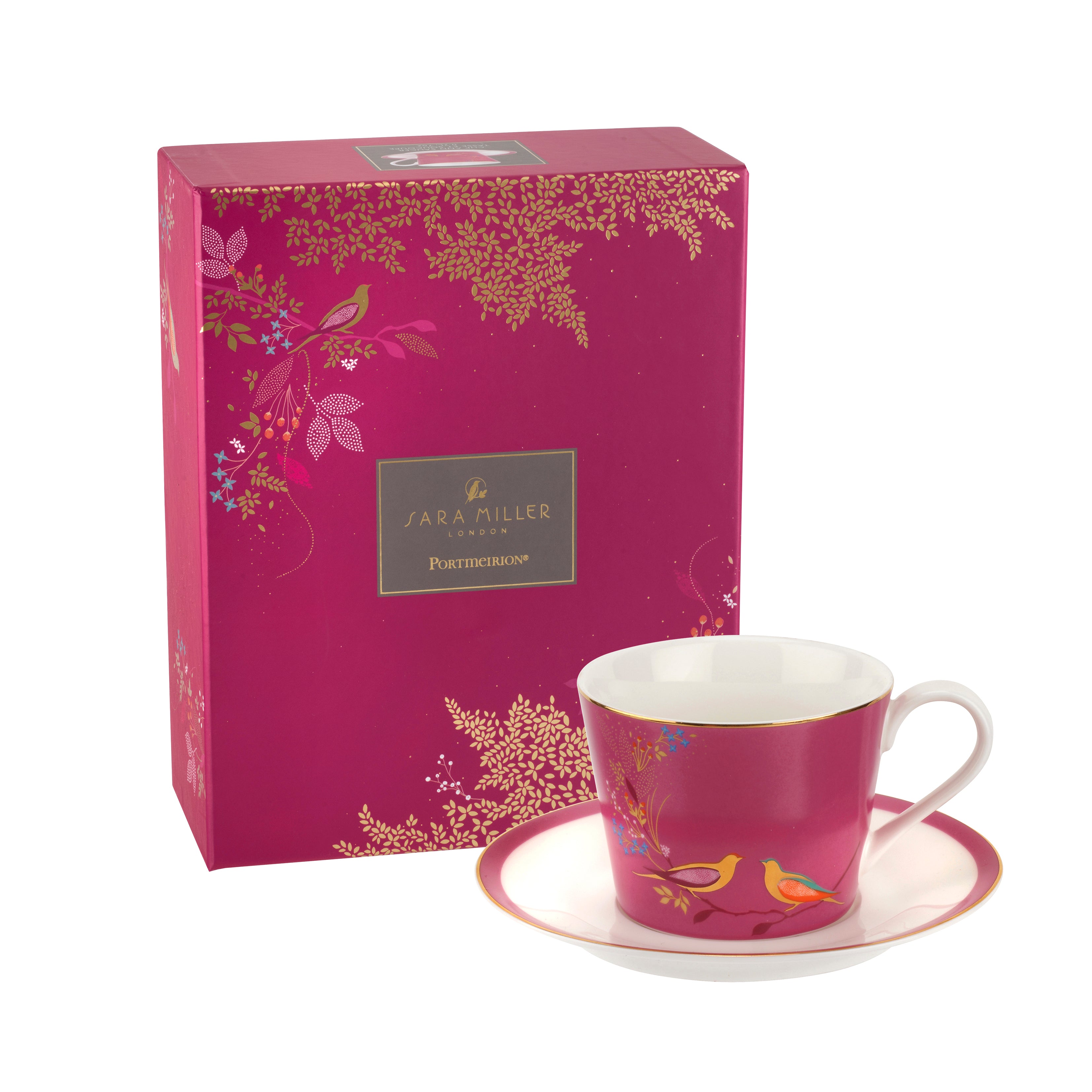 Sara Miller London Artisanne Noir Collection Teacup & Saucer - Pink 0.20L Single