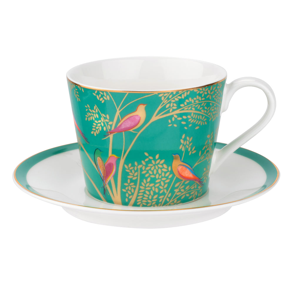 Sara Miller London Artisanne Noir Collection Teacup & Saucer - Green 0.20L Single