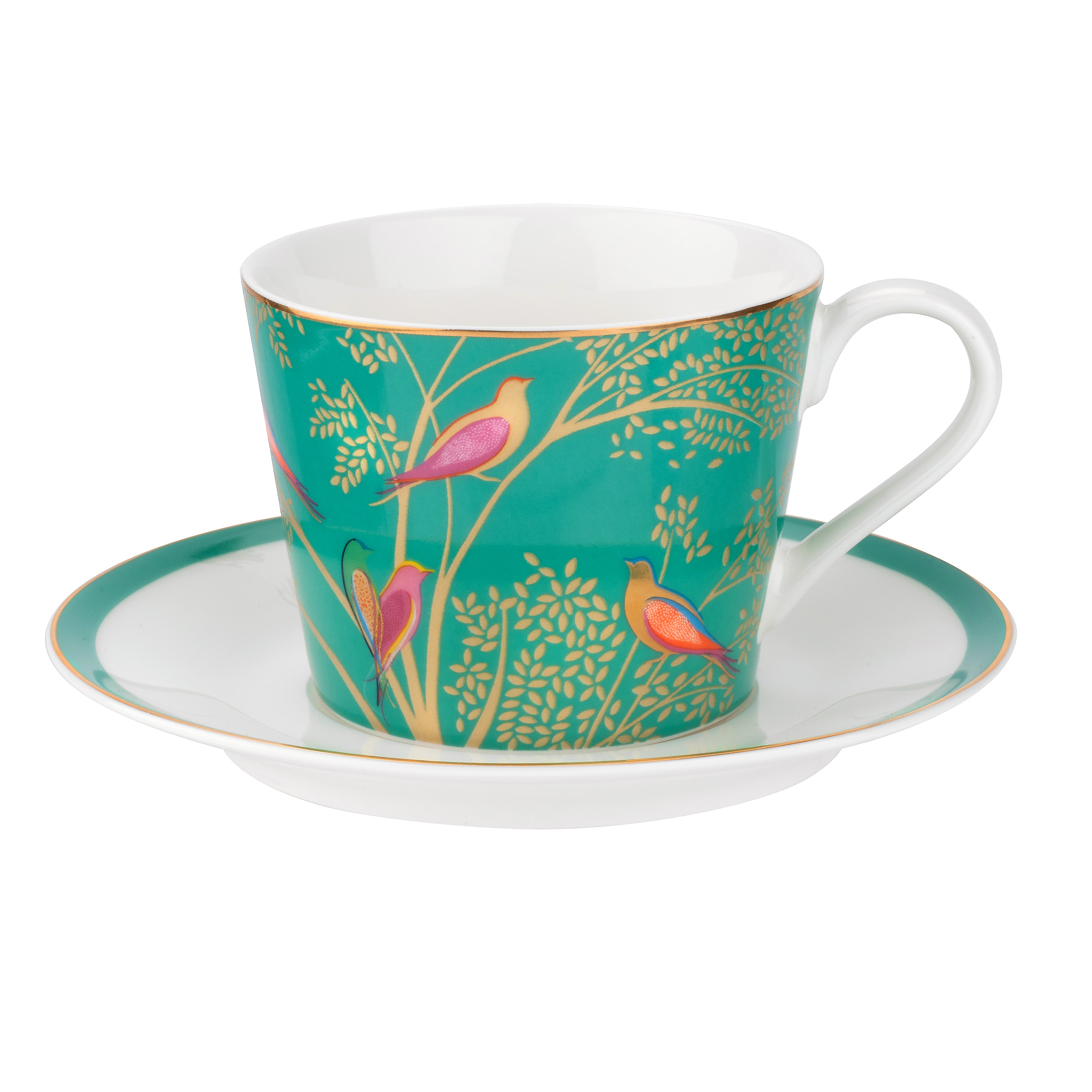 Sara Miller London Artisanne Noir Collection Teacup & Saucer - Green 0.20L Single
